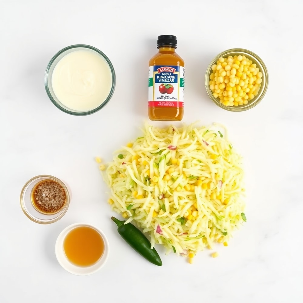 Raw ingredients for Jalapeno Corn Coleslaw