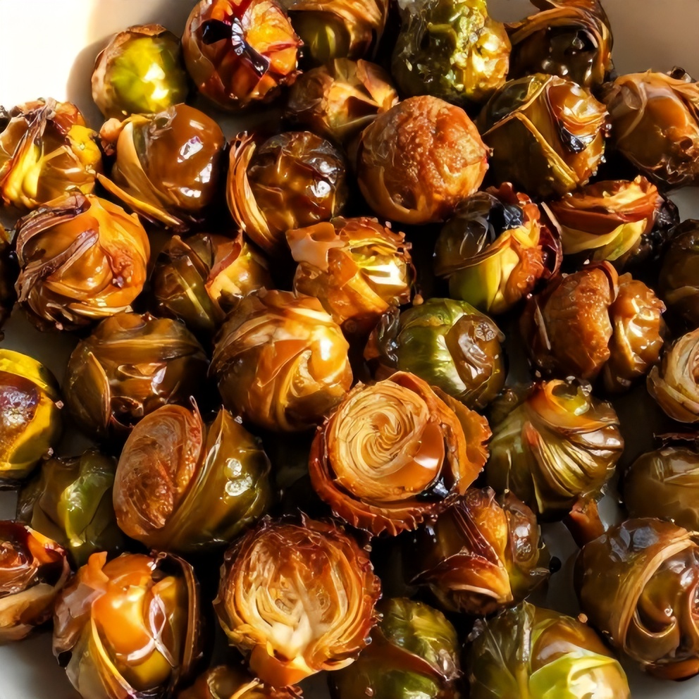 orange maple glazed brussels sprouts