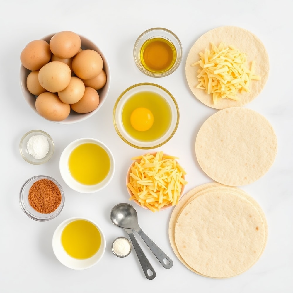 Raw ingredients for Potato, Egg & Cheese Breakfast Tacos