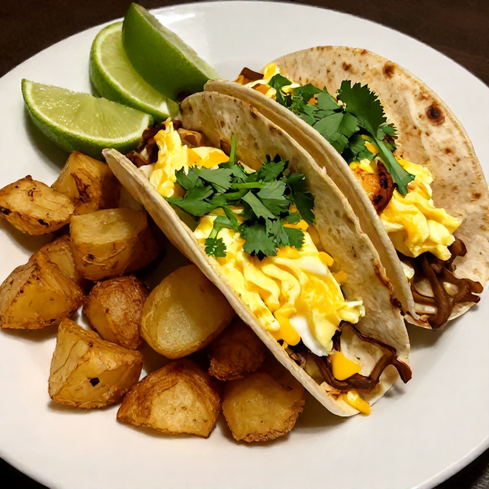 Crispy Potato, Egg & Cheese Tacos ready to serve