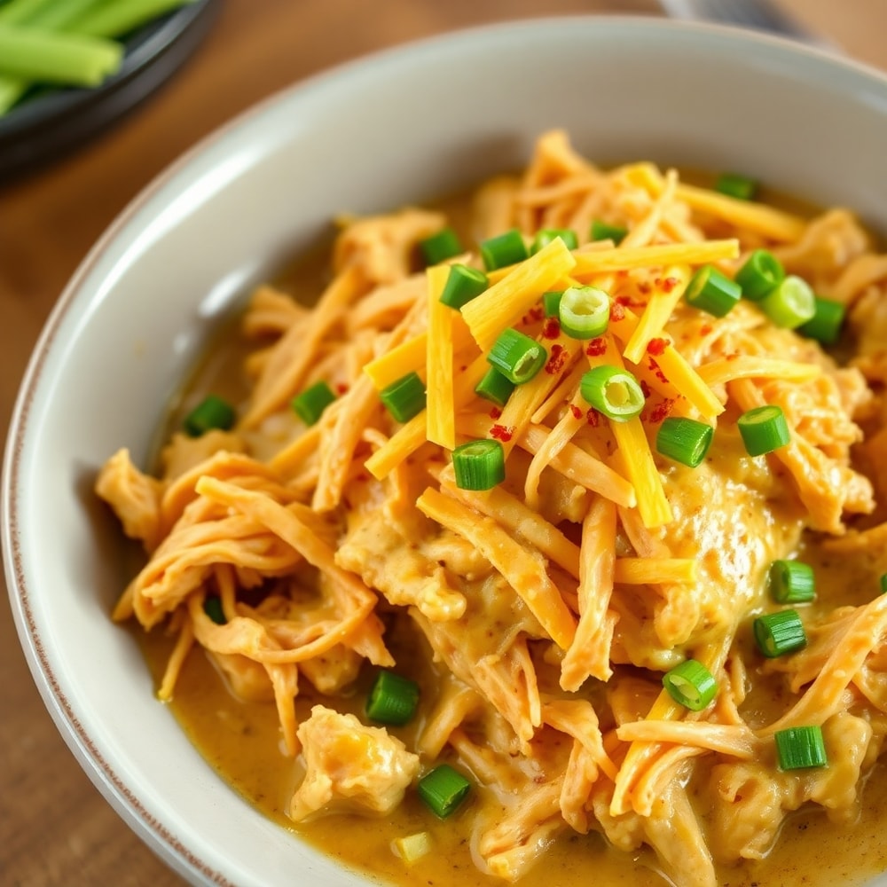Plated serving of Crockpot Cajun Butter Chicken