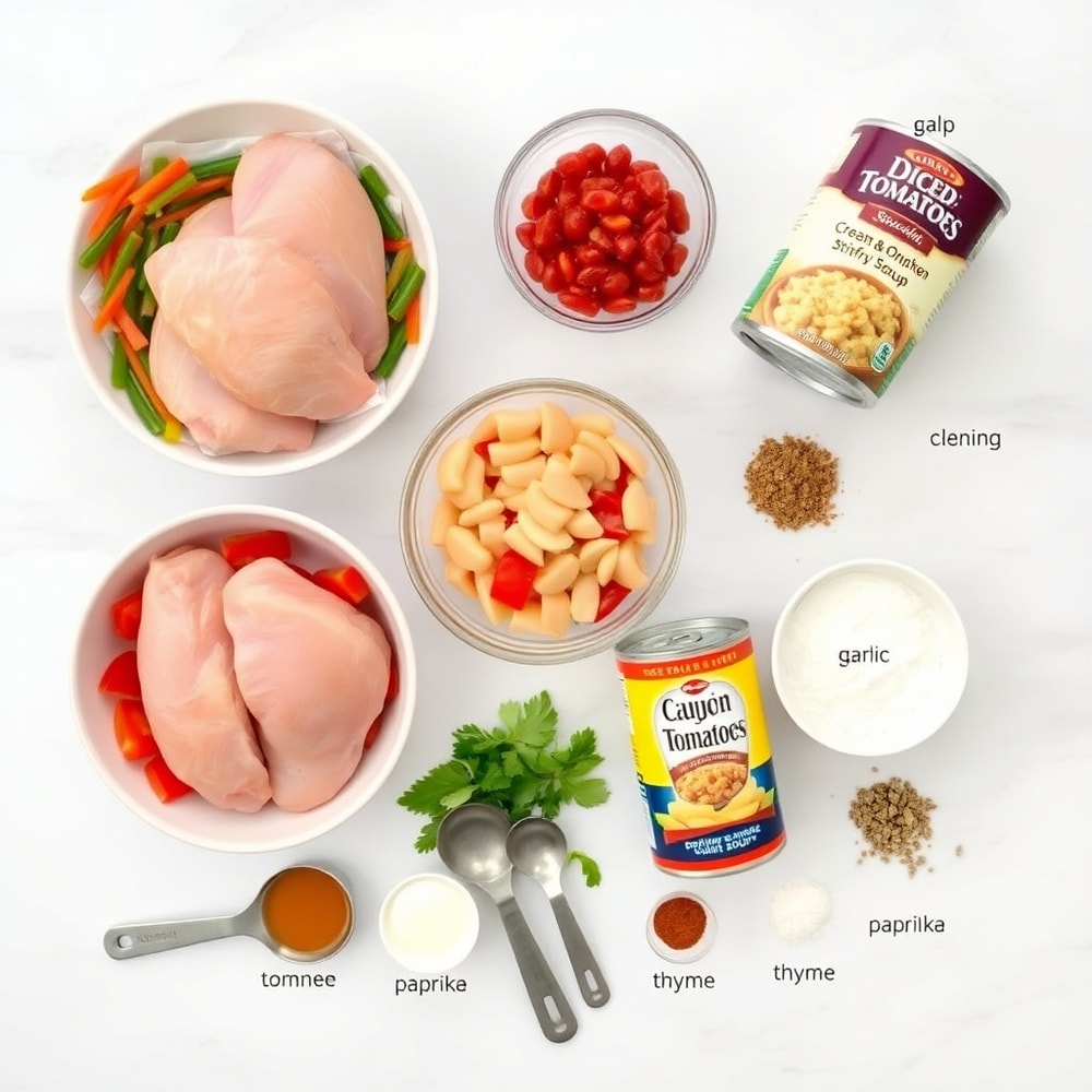 Raw ingredients for Crockpot Cajun Butter Chicken