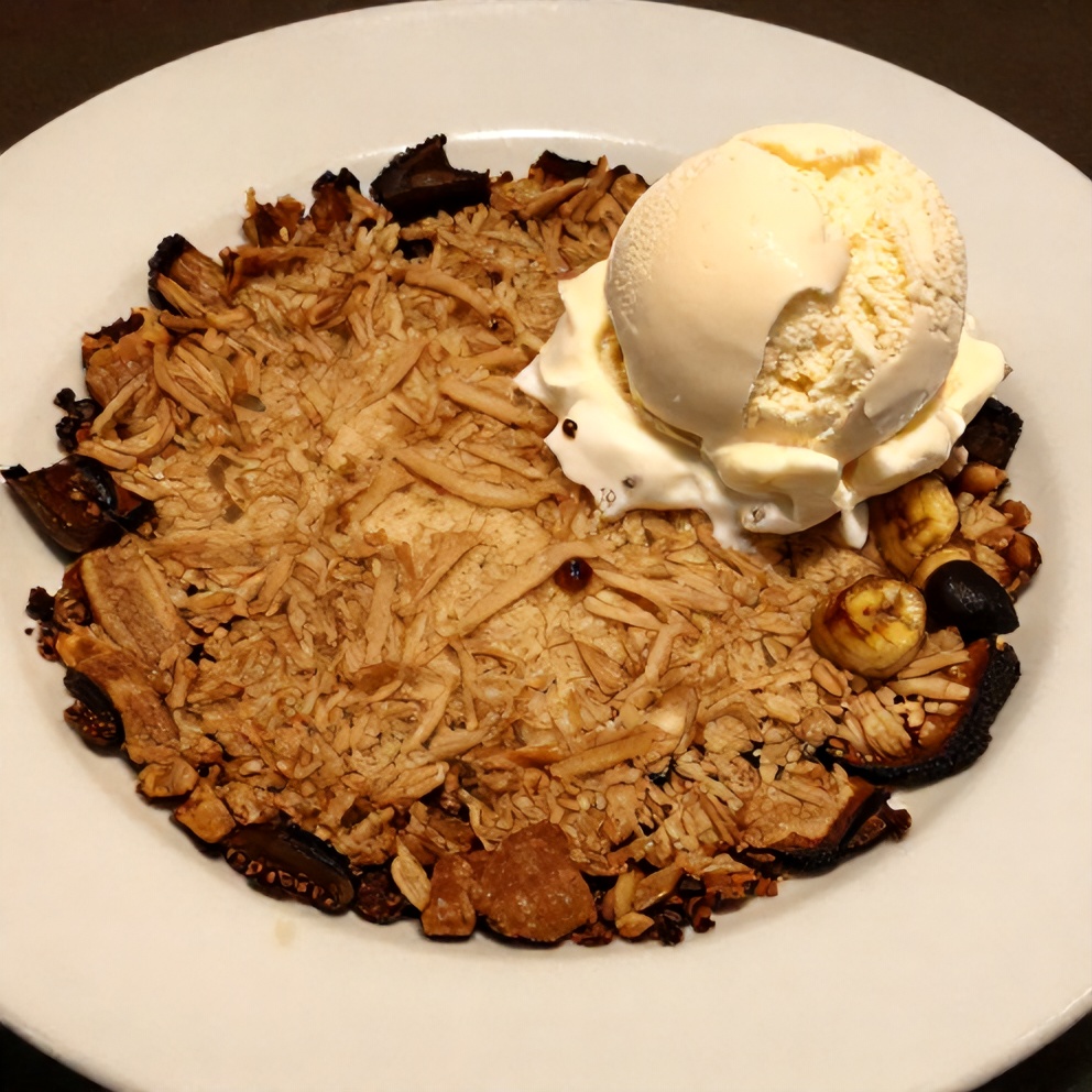 Plated serving of Easy Banana Crumble Dessert