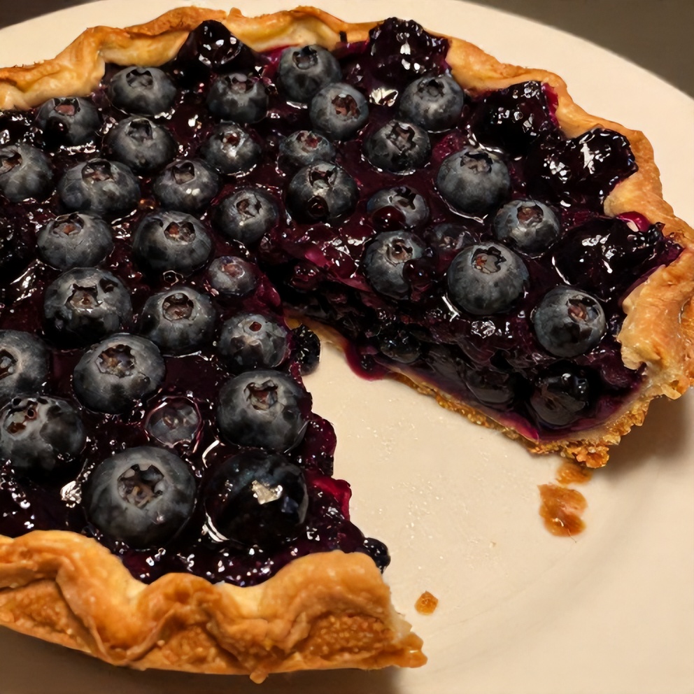 Sliced blueberry pie on a plate