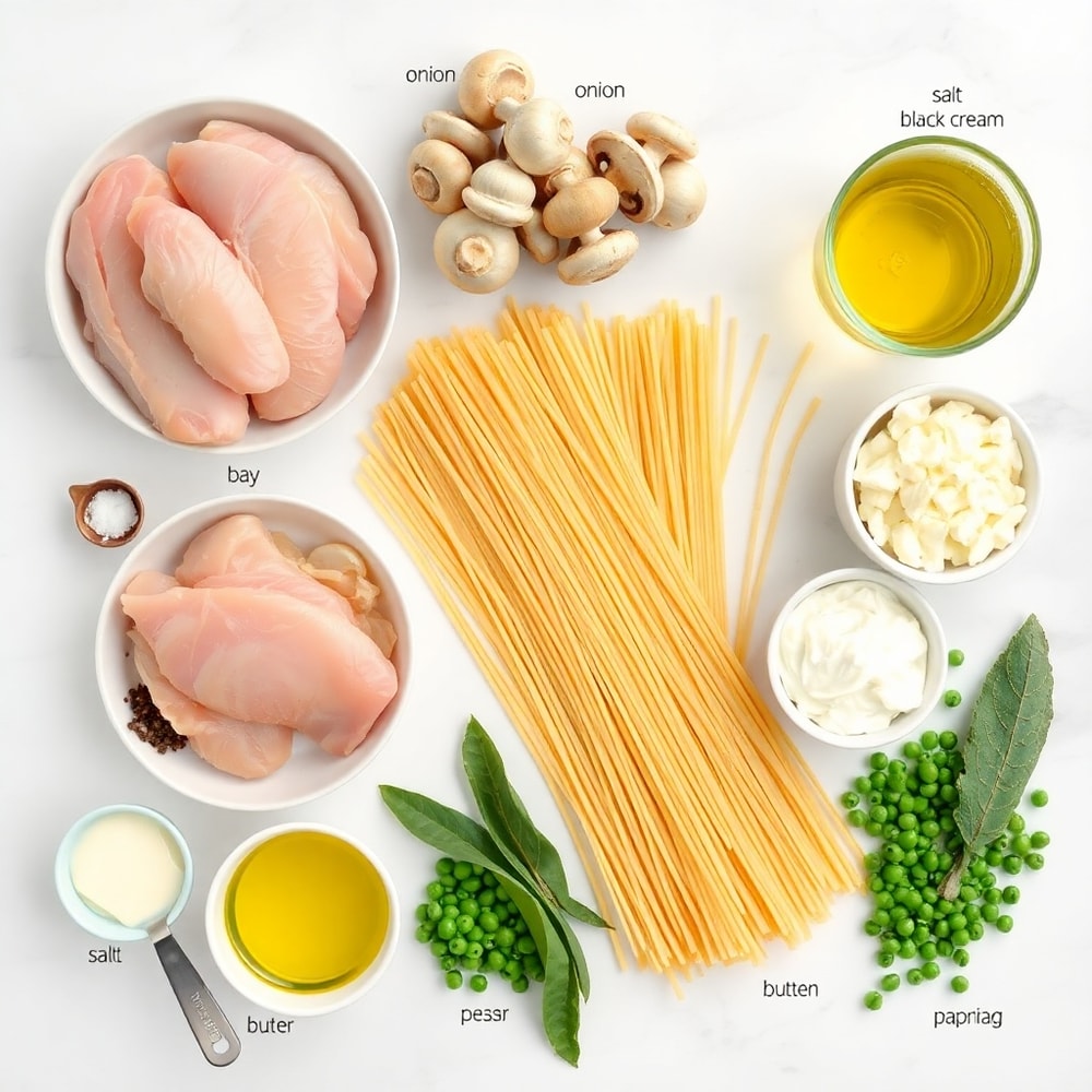 Raw Ingredients for Easy Chicken Tetrazzini Recipe