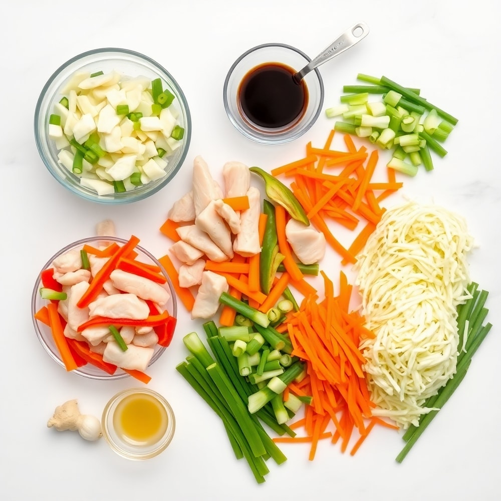 Raw ingredients for Chinese Chow Mein