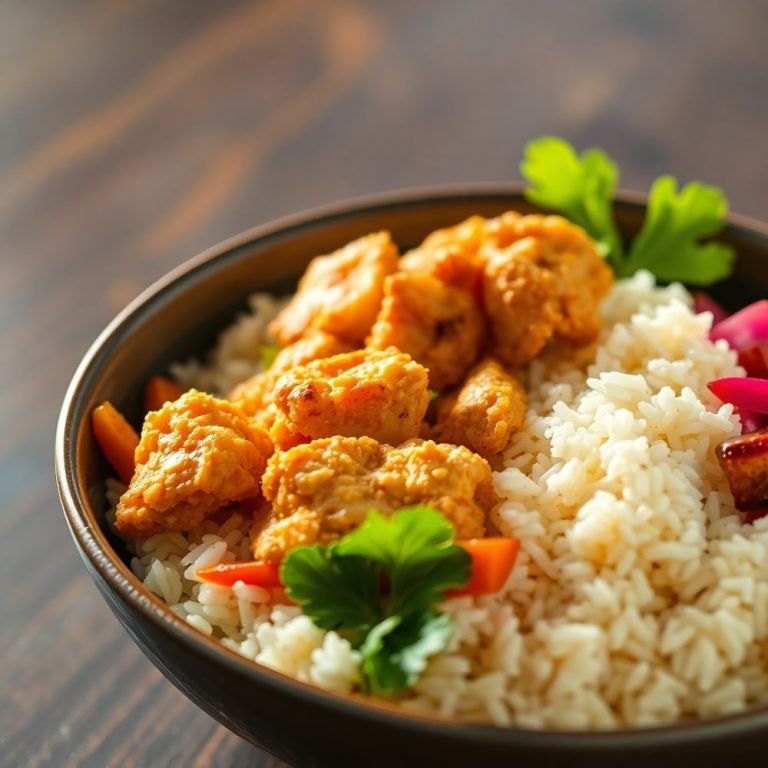 easy coconut chicken rice bowl