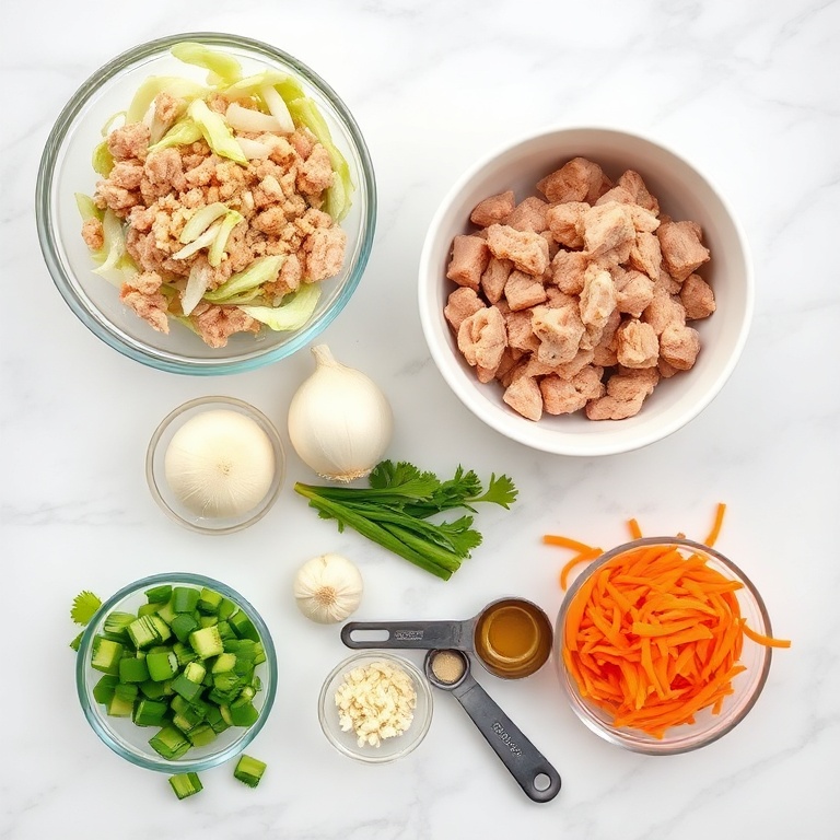 Raw ingredients for Egg Roll in a Bowl