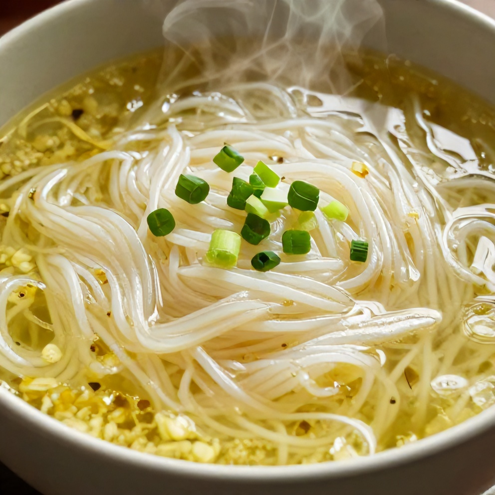 Easy Ginger Garlic Broth with Rice Noodles