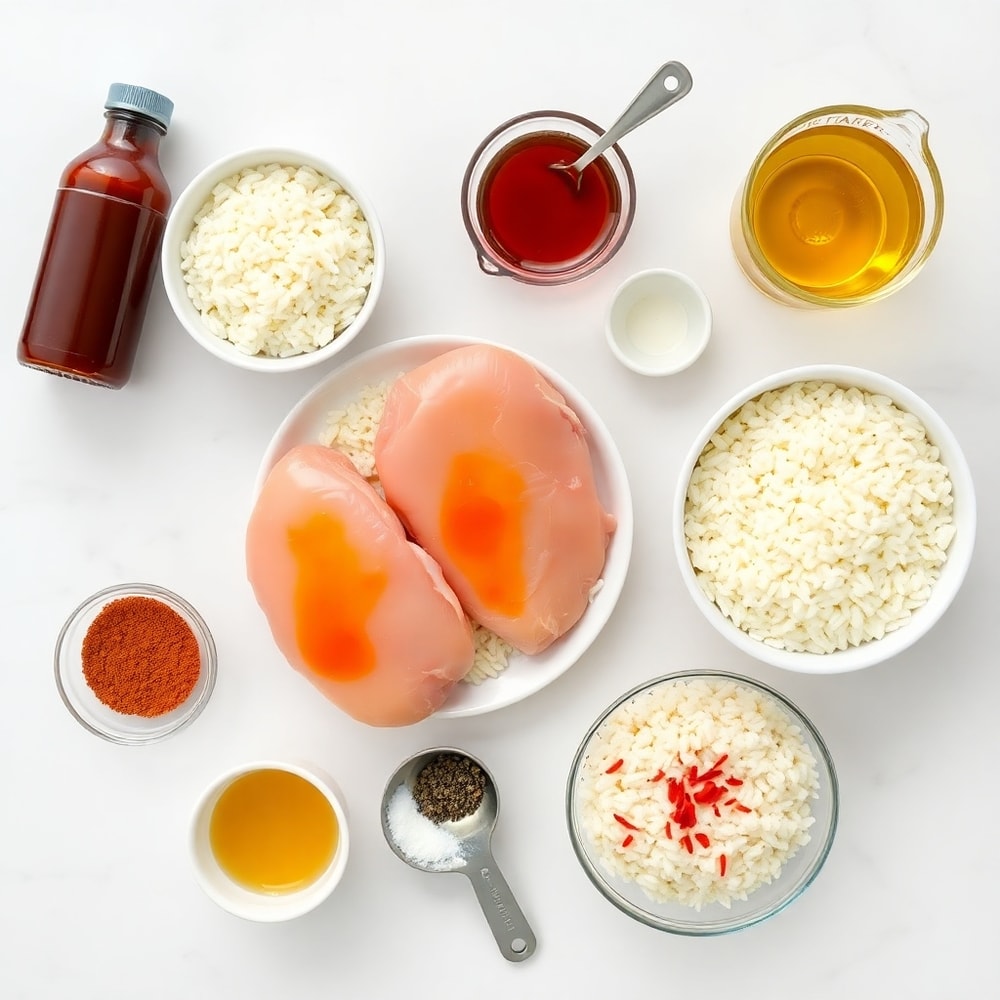 Raw ingredients for Honey BBQ Chicken and Rice