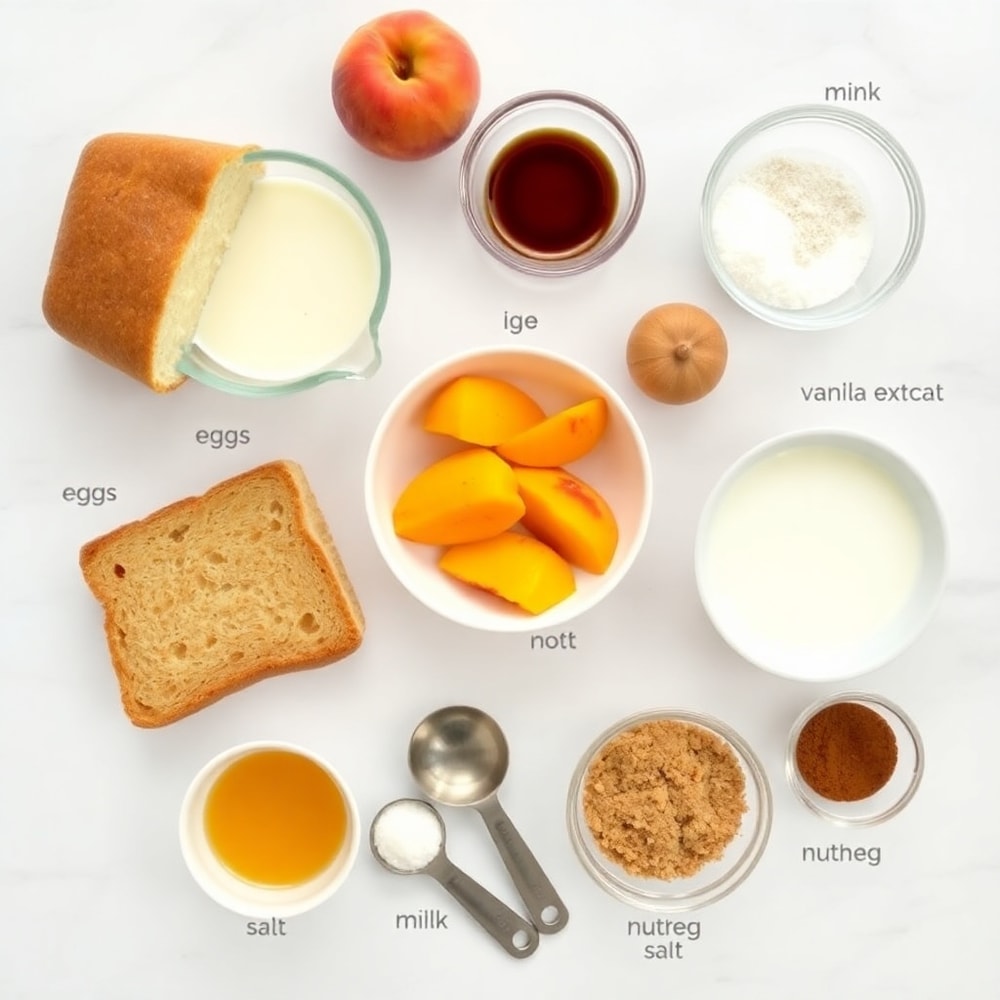 Ingredients for Easy Peach Cobbler French Toast Bake