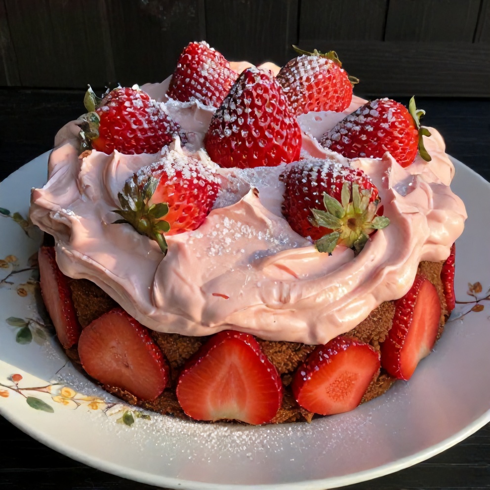Easy Strawberry Earthquake Cake with Strawberry Frosting