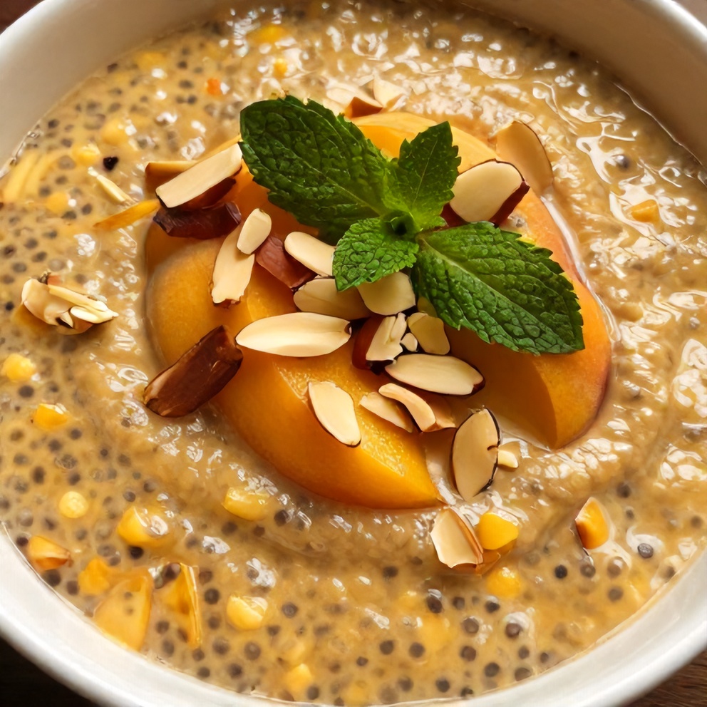 Easy Summer Peach Chia Pudding with Almonds
