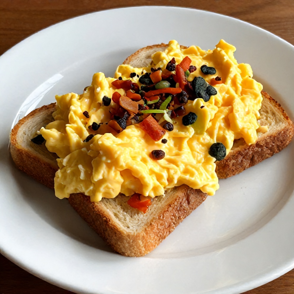Veggie Scrambled Eggs on Toast