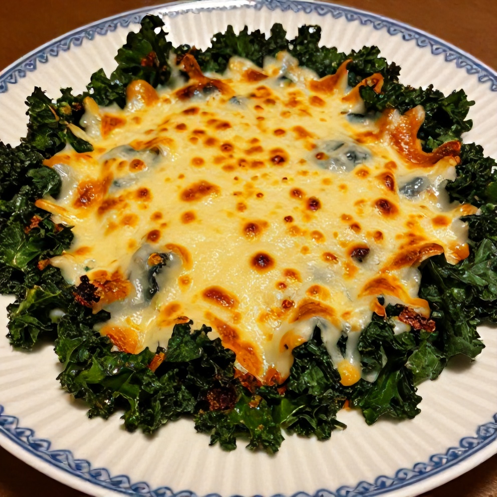 Perfectly plated Zuppa Toscana Casserole with crispy kale and melted cheese