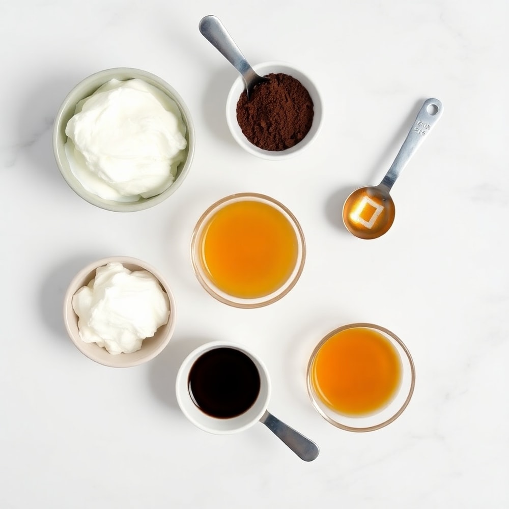 Ingredients for Greek Yogurt Fudgesicles on a marble surface