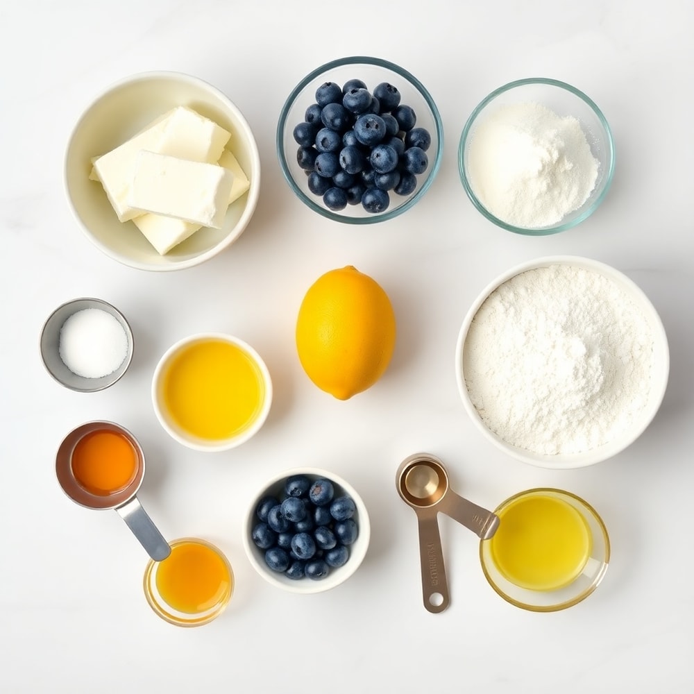 Raw ingredients for Lemon Blueberry Cottage Cheese Pancake Bites