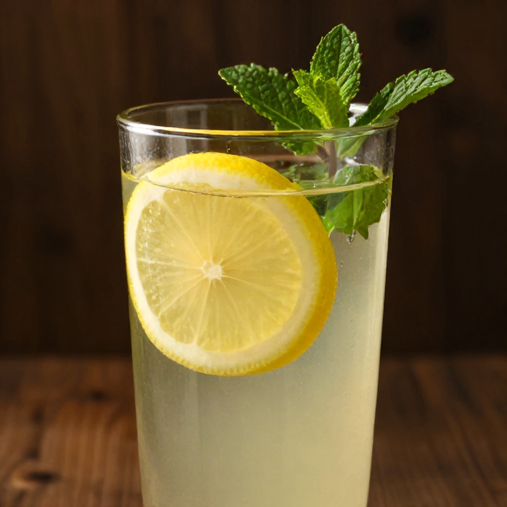Glass of Lemon Ginger Water with Lemon Slice