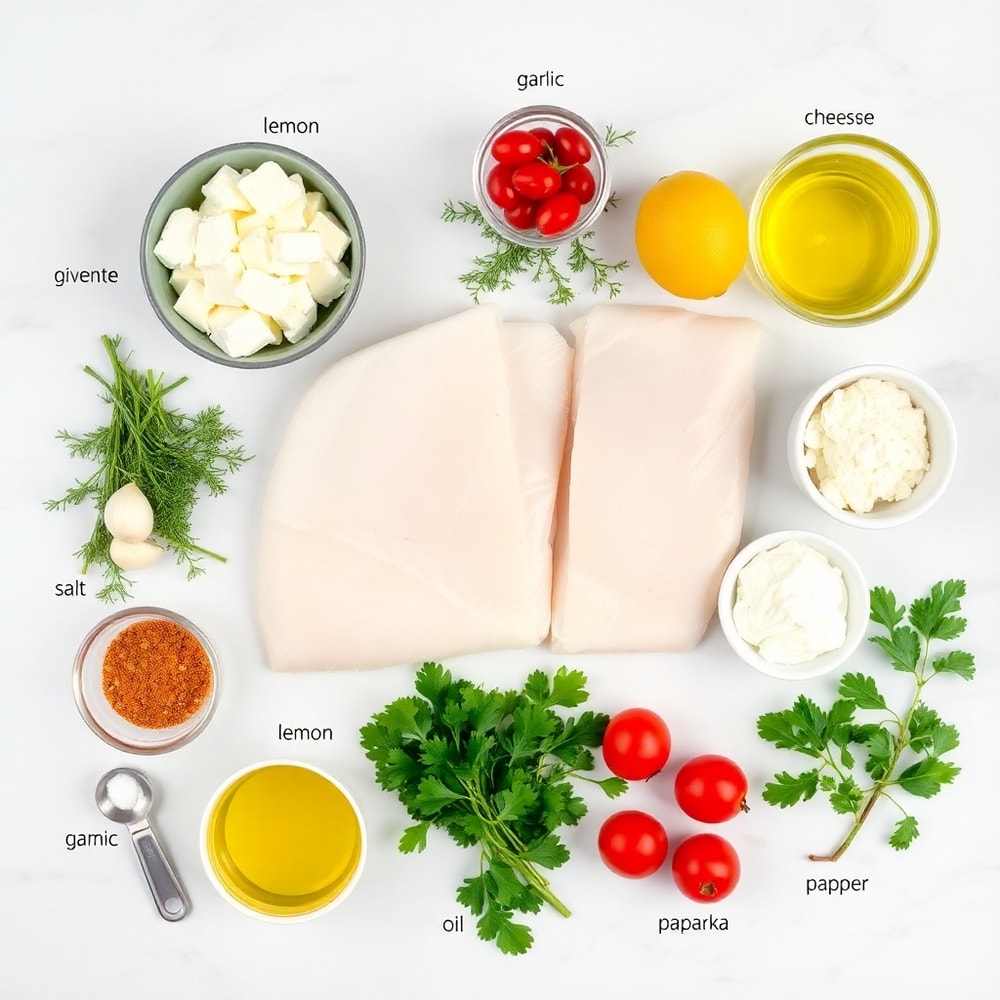 Raw Ingredients for Mediterranean Baked Halibut