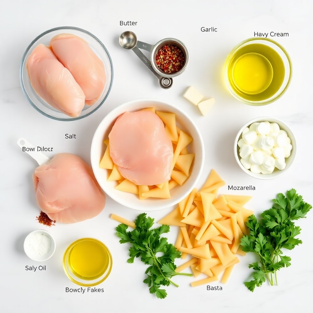 Mozzarella Garlic Butter Chicken Bowties Ingredients