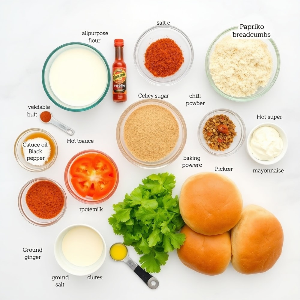 Raw ingredients for Nashville Hot Chicken Sandwiches