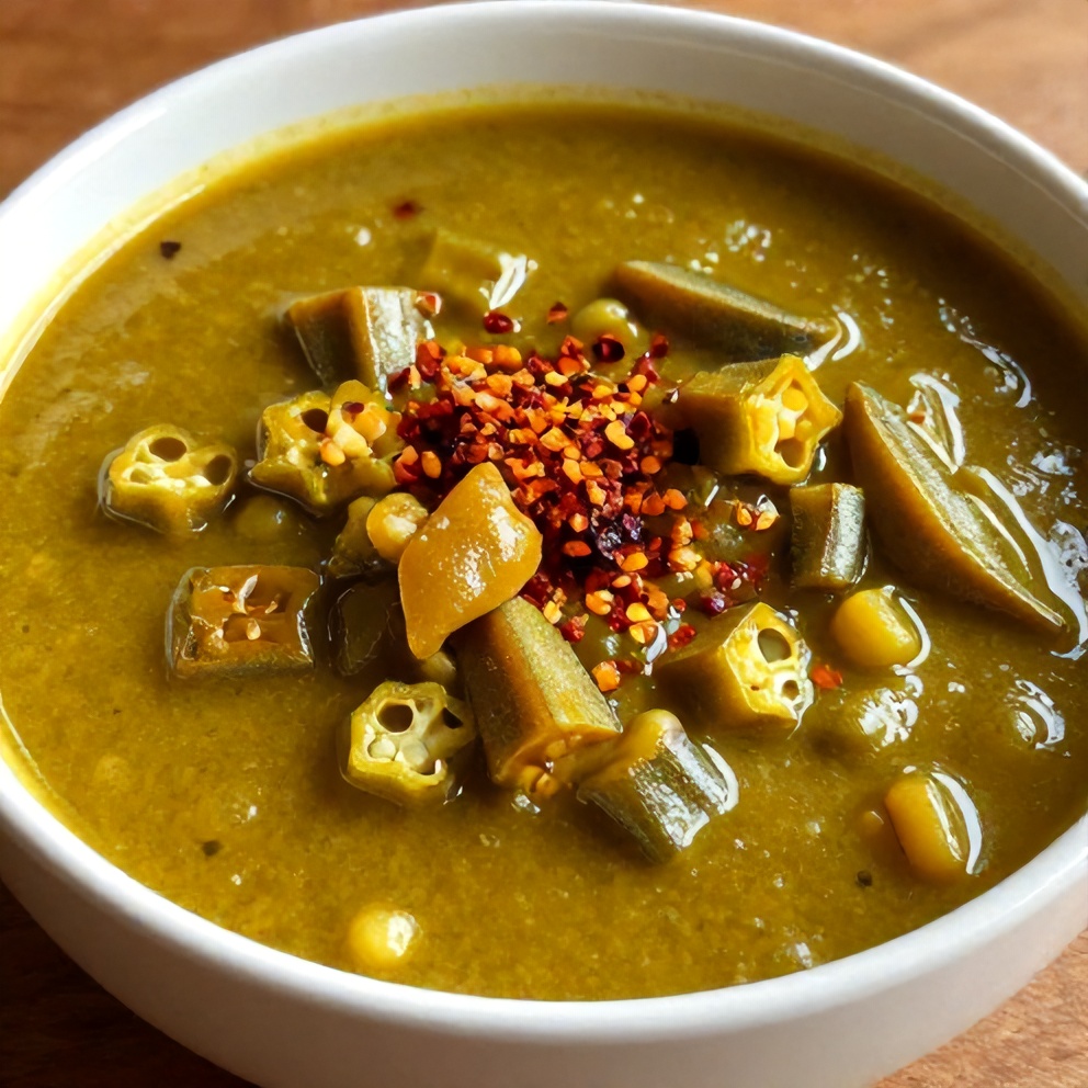 Plated Nigerian Okra Soup