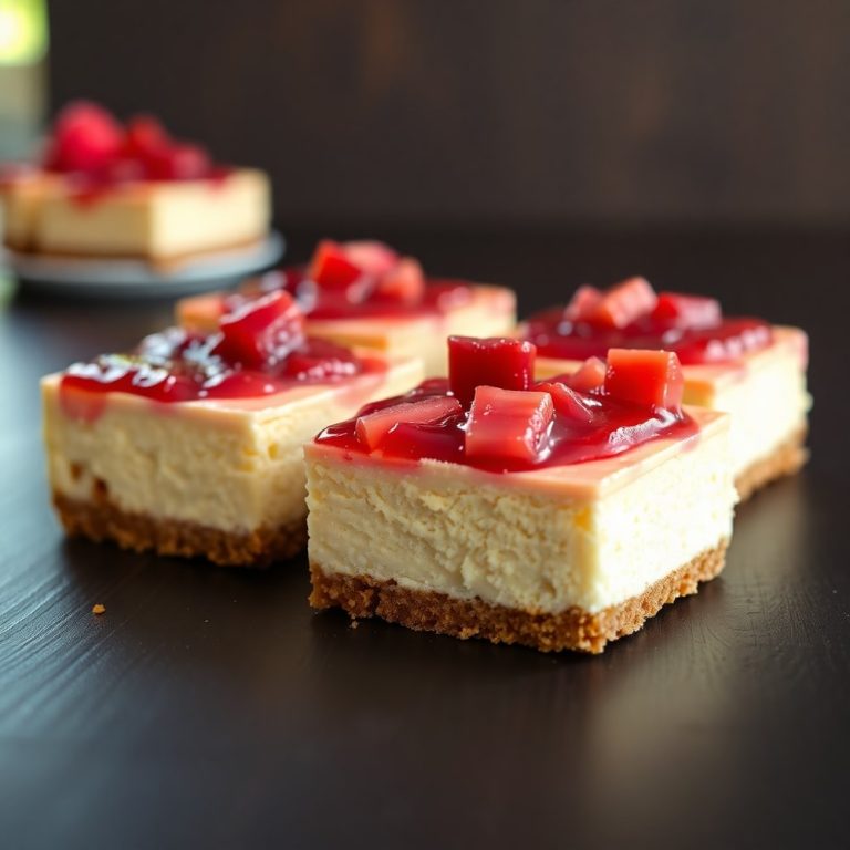 No Bake Rhubarb Cheesecake Squares