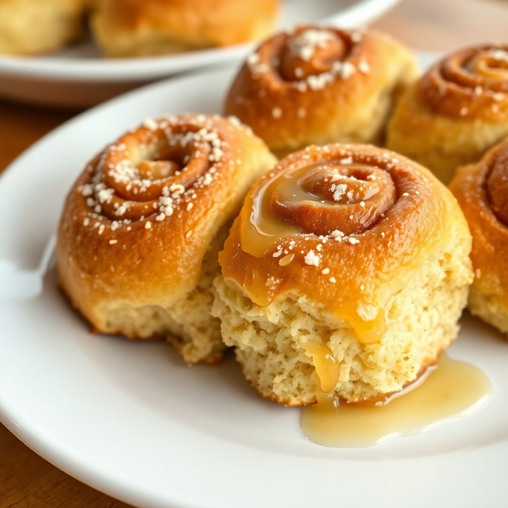 Freshly baked Oatmeal Molasses Rolls on a plate