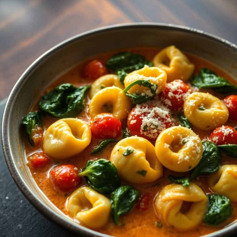 one pot creamy spinach tomato tortellini