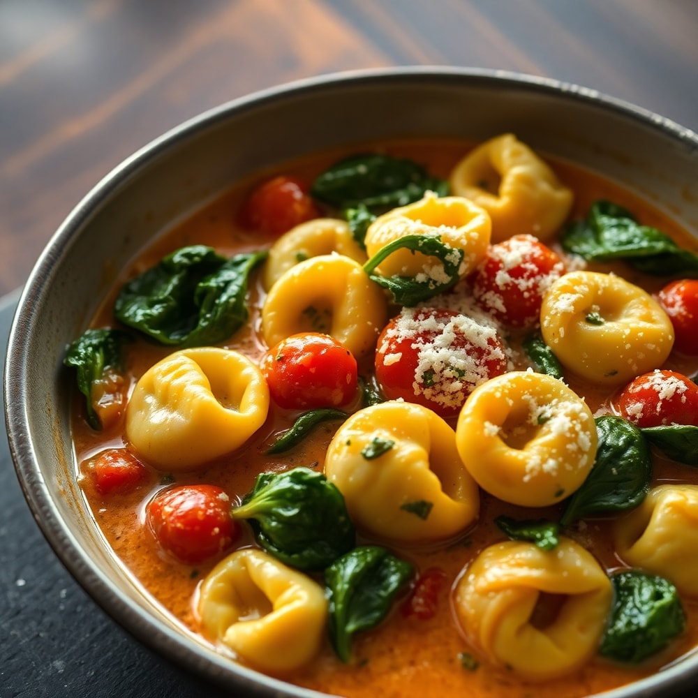 one pot creamy spinach tomato tortellini