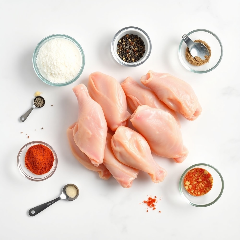 Raw ingredients for crispy spicy oven baked chicken wings