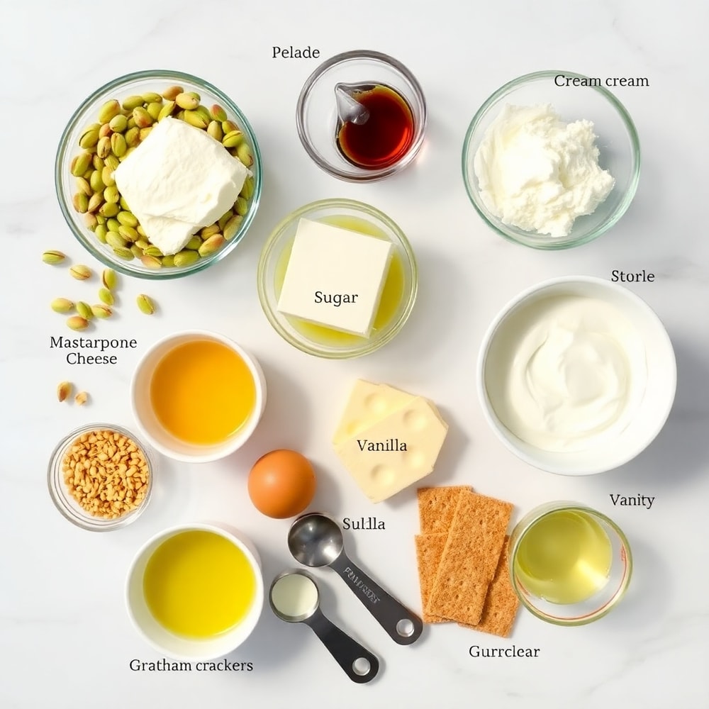 Raw Ingredients for Pistachio Cheesecake