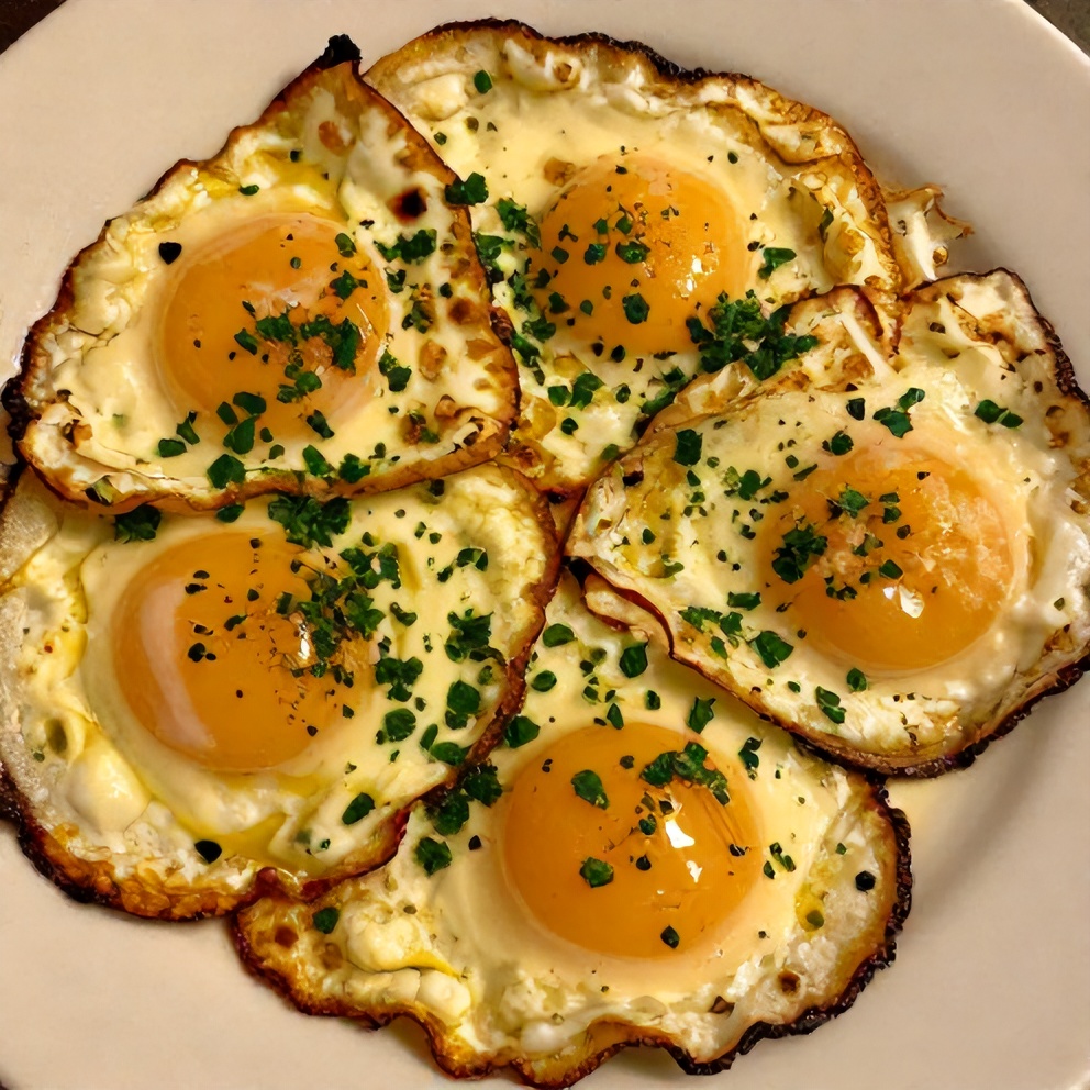 Plated ranch-style eggs with chopped parsley