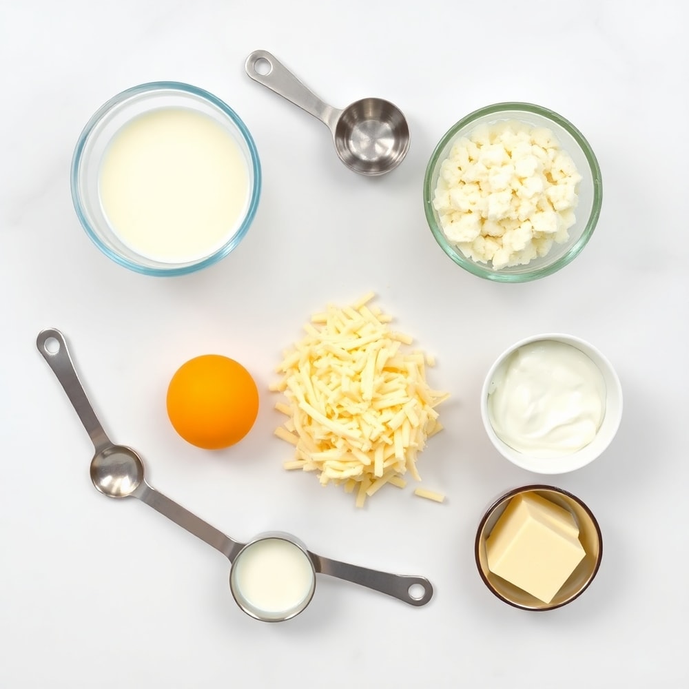 Raw ingredients for ranch-style eggs on a marble surface