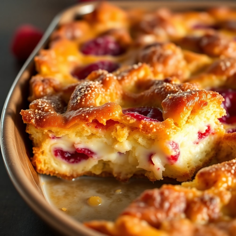 Raspberry Cheesecake French Toast Casserole