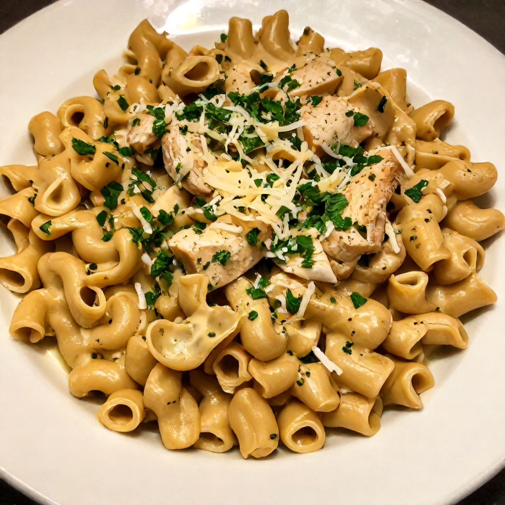 Slow Cooker Creamy Chicken Tortellini Dinner Plated