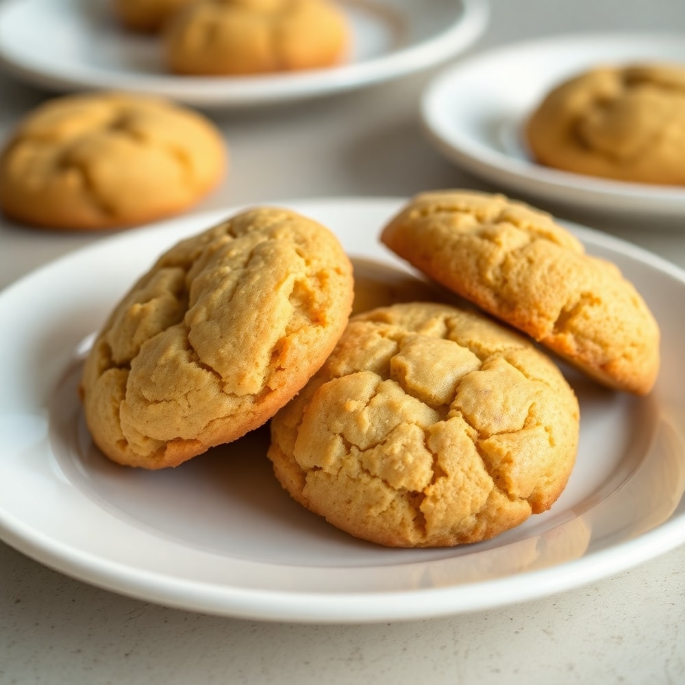 Soft and Fluffy Banana Bread Cookies on a plate
