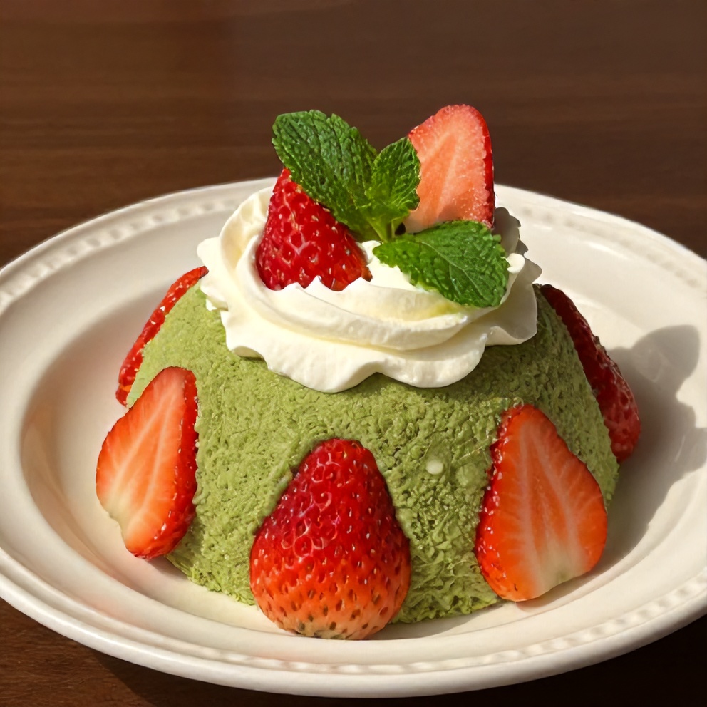 Plated Strawberry Matcha Sago Dessert