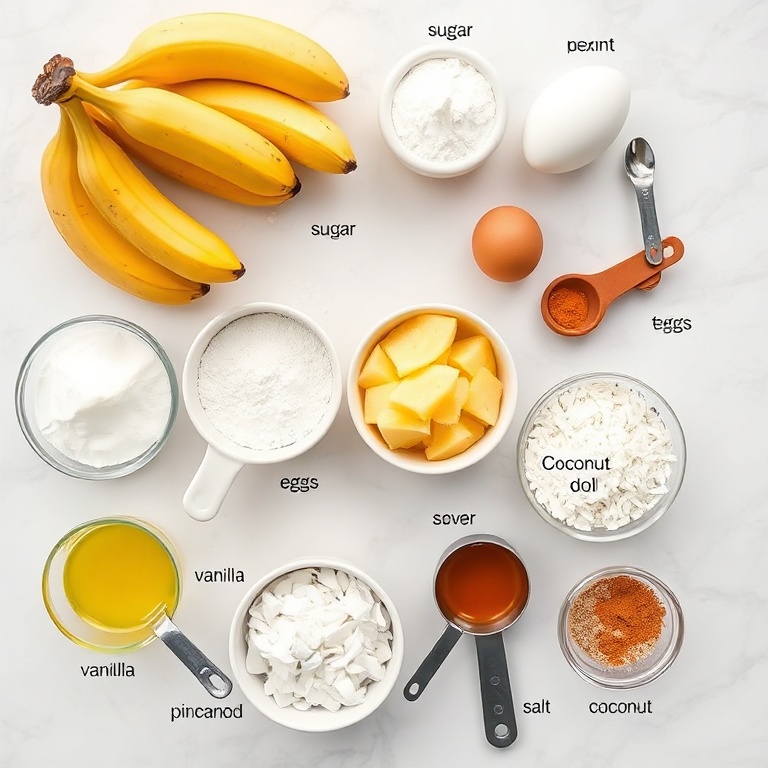 Raw ingredients for Tropical Hawaiian Banana Bread